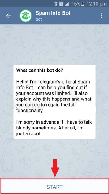ربات Spam Bot برای رفع ریپورت تلگرام